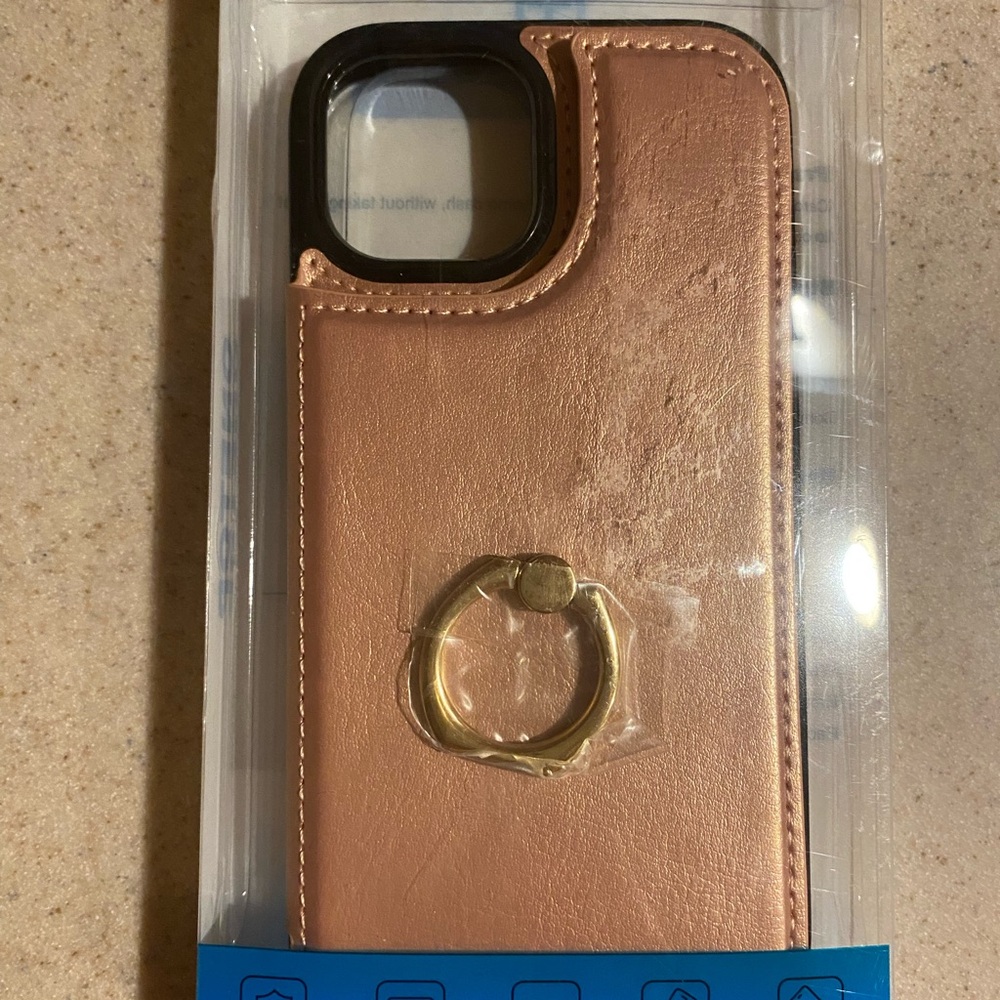 Rose Gold Phone Case with Ring Holder for IPHONE 15